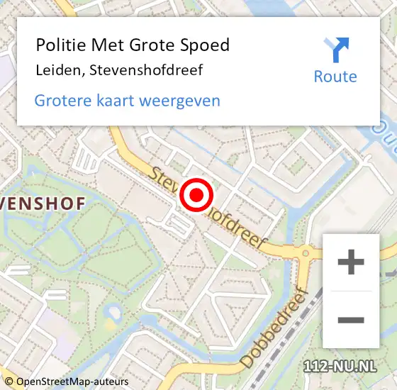 Locatie op kaart van de 112 melding: Politie Met Grote Spoed Naar Leiden, Stevenshofdreef op 31 juli 2024 15:44