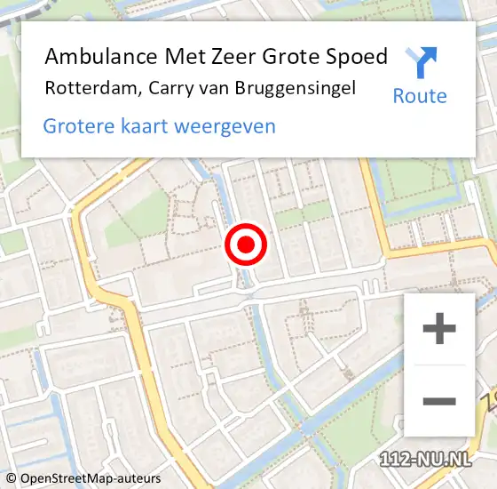 Locatie op kaart van de 112 melding: Ambulance Met Zeer Grote Spoed Naar Rotterdam, Carry van Bruggensingel op 31 juli 2024 15:52