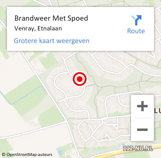 Locatie op kaart van de 112 melding: Brandweer Met Spoed Naar Venray, Etnalaan op 31 juli 2024 15:53