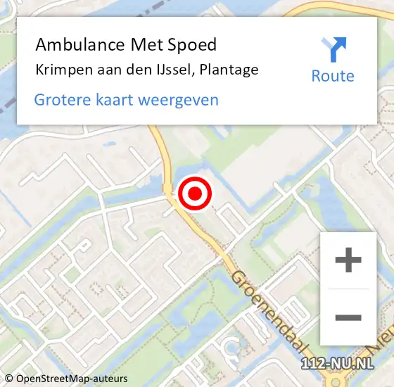 Locatie op kaart van de 112 melding: Ambulance Met Spoed Naar Krimpen aan den IJssel, Plantage op 31 juli 2024 15:56