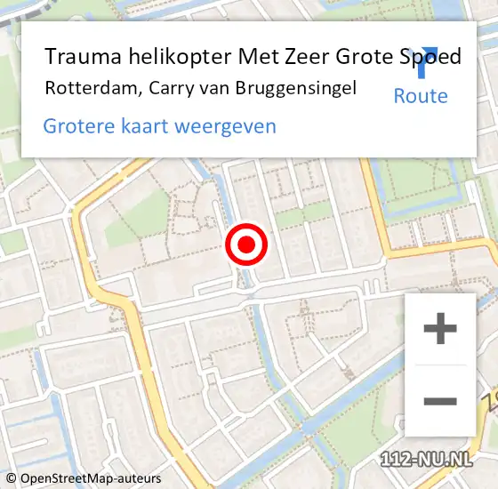 Locatie op kaart van de 112 melding: Trauma helikopter Met Zeer Grote Spoed Naar Rotterdam, Carry van Bruggensingel op 31 juli 2024 15:56