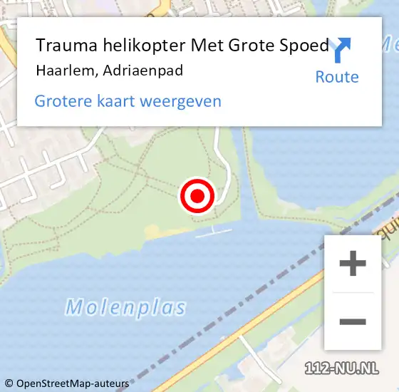 Locatie op kaart van de 112 melding: Trauma helikopter Met Grote Spoed Naar Haarlem, Adriaenpad op 31 juli 2024 16:04