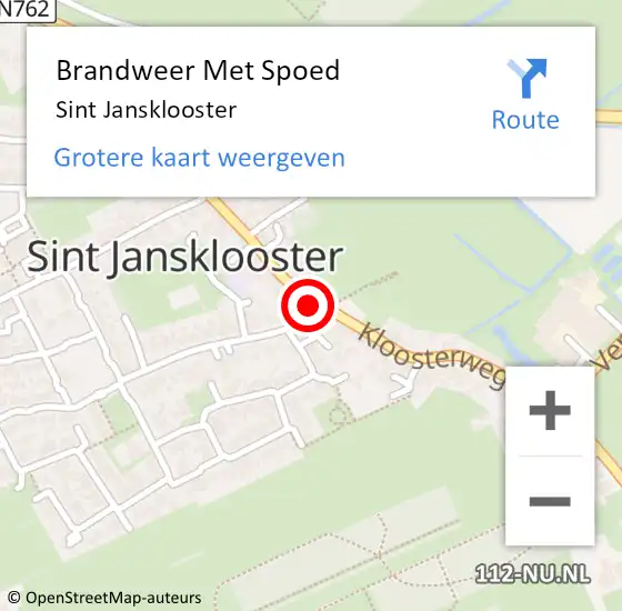 Locatie op kaart van de 112 melding: Brandweer Met Spoed Naar Sint Jansklooster op 31 juli 2024 16:08