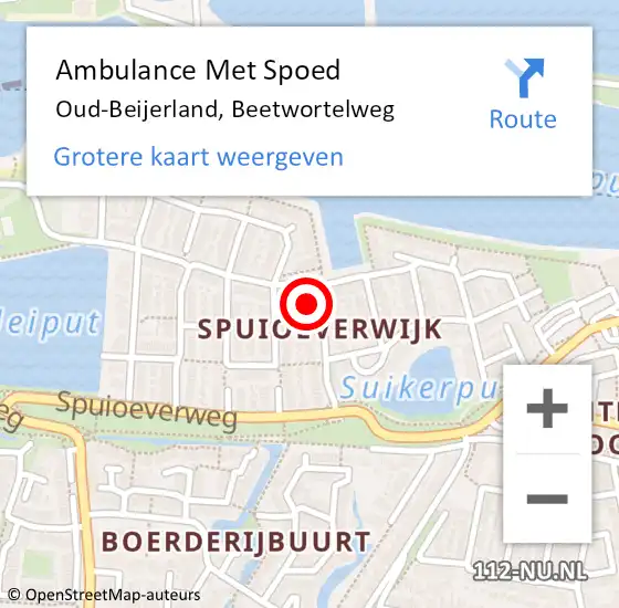 Locatie op kaart van de 112 melding: Ambulance Met Spoed Naar Oud-Beijerland, Beetwortelweg op 31 juli 2024 16:15