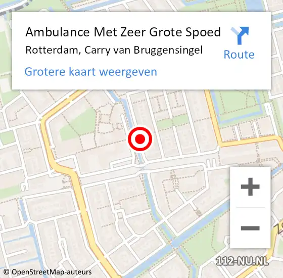 Locatie op kaart van de 112 melding: Ambulance Met Zeer Grote Spoed Naar Rotterdam, Carry van Bruggensingel op 31 juli 2024 16:16