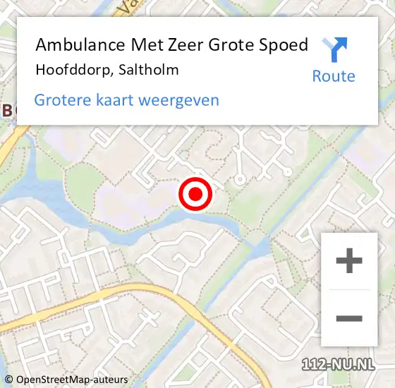 Locatie op kaart van de 112 melding: Ambulance Met Zeer Grote Spoed Naar Hoofddorp, Saltholm op 31 juli 2024 16:19