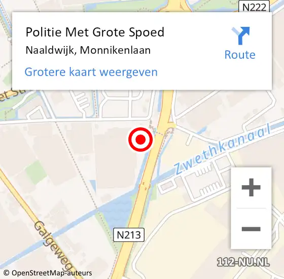 Locatie op kaart van de 112 melding: Politie Met Grote Spoed Naar Naaldwijk, Monnikenlaan op 31 juli 2024 16:25