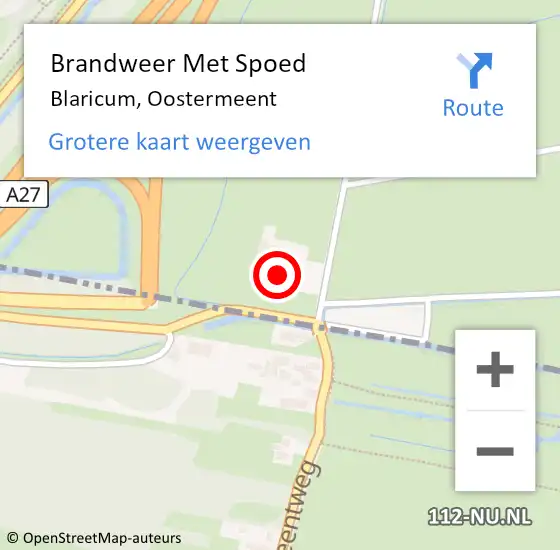 Locatie op kaart van de 112 melding: Brandweer Met Spoed Naar Blaricum, Oostermeent op 31 juli 2024 16:39