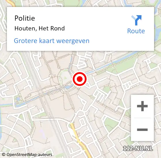 Locatie op kaart van de 112 melding: Politie Houten, Het Rond op 31 juli 2024 16:53