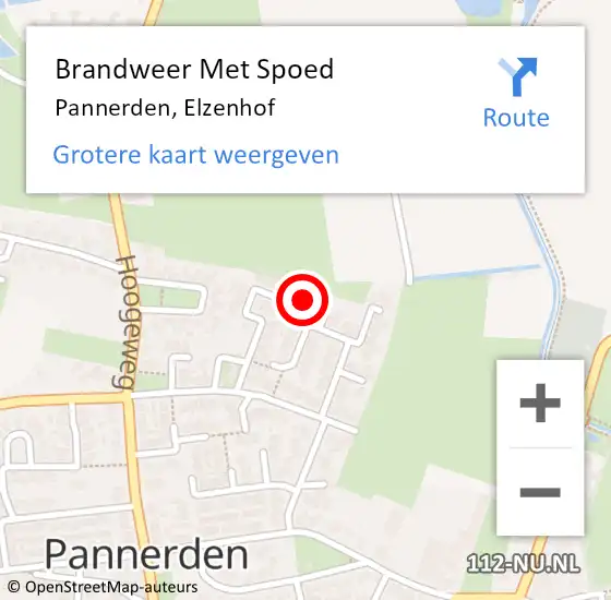 Locatie op kaart van de 112 melding: Brandweer Met Spoed Naar Pannerden, Elzenhof op 31 juli 2024 17:02