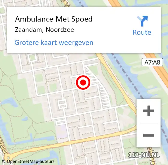 Locatie op kaart van de 112 melding: Ambulance Met Spoed Naar Zaandam, Noordzee op 31 juli 2024 17:34