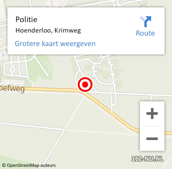 Locatie op kaart van de 112 melding: Politie Hoenderloo, Krimweg op 31 juli 2024 17:38