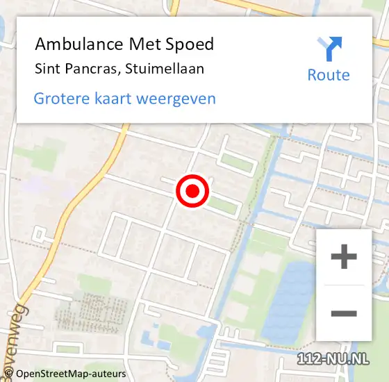 Locatie op kaart van de 112 melding: Ambulance Met Spoed Naar Sint Pancras, Stuimellaan op 31 juli 2024 17:41