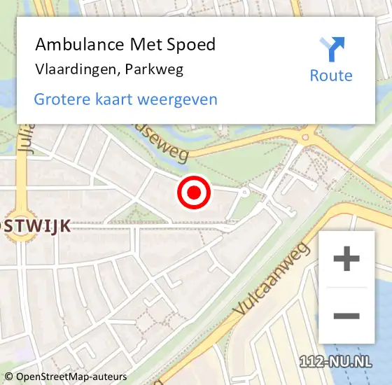 Locatie op kaart van de 112 melding: Ambulance Met Spoed Naar Vlaardingen, Parkweg op 31 juli 2024 17:44