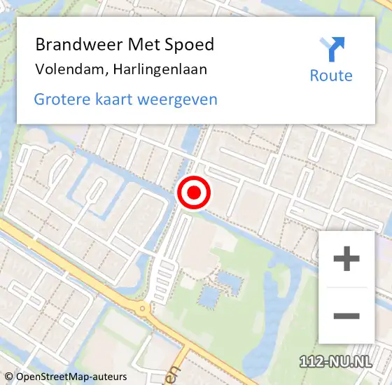 Locatie op kaart van de 112 melding: Brandweer Met Spoed Naar Volendam, Harlingenlaan op 31 juli 2024 18:09