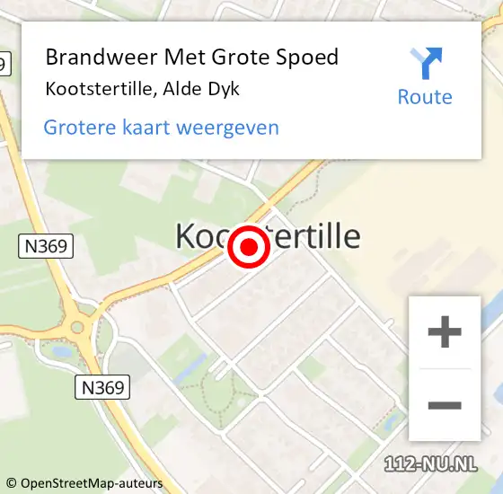 Locatie op kaart van de 112 melding: Brandweer Met Grote Spoed Naar Kootstertille, Alde Dyk op 31 juli 2024 18:28