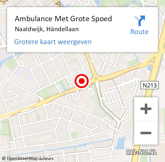 Locatie op kaart van de 112 melding: Ambulance Met Grote Spoed Naar Naaldwijk, Händellaan op 31 juli 2024 18:31