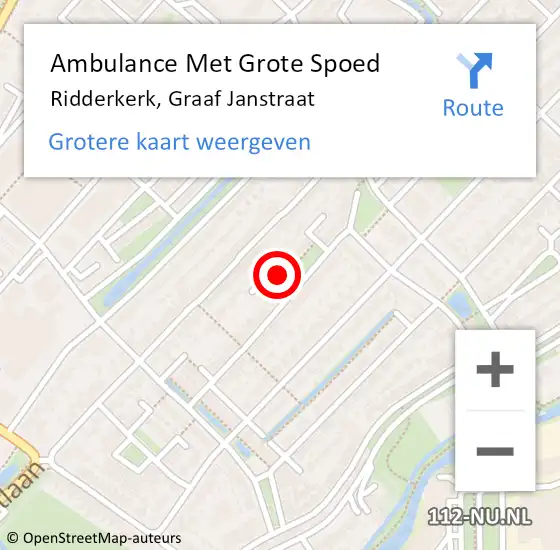 Locatie op kaart van de 112 melding: Ambulance Met Grote Spoed Naar Ridderkerk, Graaf Janstraat op 31 juli 2024 18:44