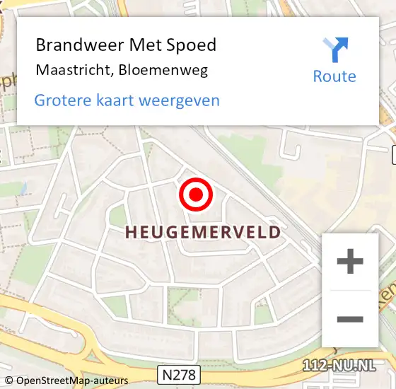 Locatie op kaart van de 112 melding: Brandweer Met Spoed Naar Maastricht, Bloemenweg op 31 juli 2024 18:46