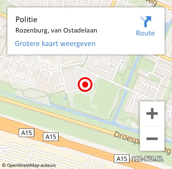 Locatie op kaart van de 112 melding: Politie Rozenburg, van Ostadelaan op 31 juli 2024 19:57