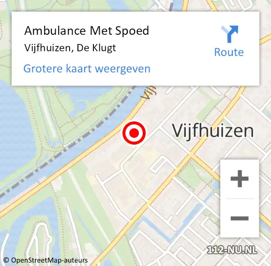 Locatie op kaart van de 112 melding: Ambulance Met Spoed Naar Vijfhuizen, De Klugt op 31 juli 2024 20:11