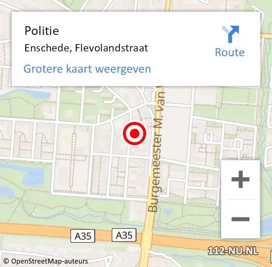 Locatie op kaart van de 112 melding: Politie Enschede, Flevolandstraat op 31 juli 2024 20:20