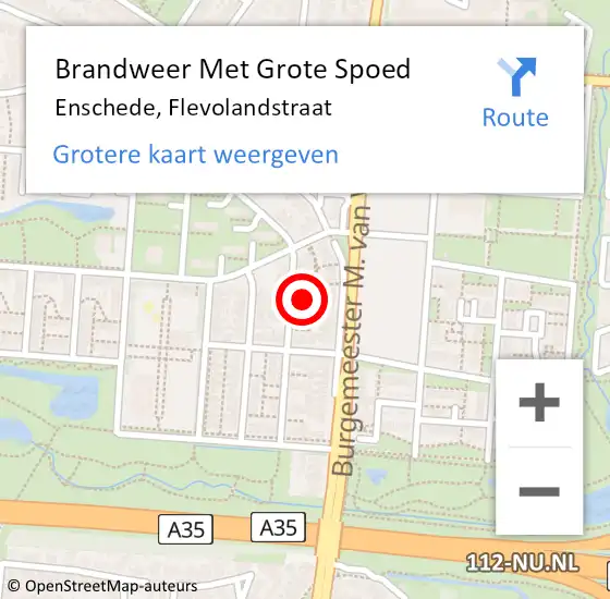 Locatie op kaart van de 112 melding: Brandweer Met Grote Spoed Naar Enschede, Flevolandstraat op 31 juli 2024 20:21