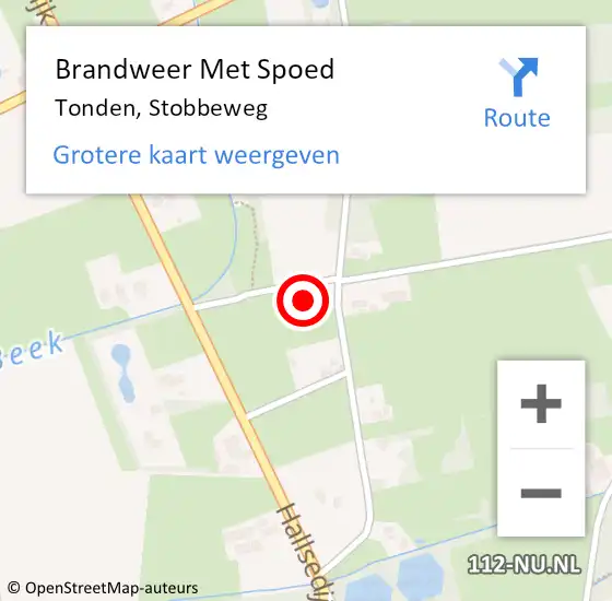 Locatie op kaart van de 112 melding: Brandweer Met Spoed Naar Tonden, Stobbeweg op 31 juli 2024 20:26