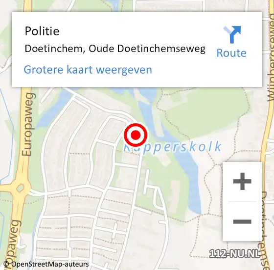 Locatie op kaart van de 112 melding: Politie Doetinchem, Oude Doetinchemseweg op 31 juli 2024 20:27