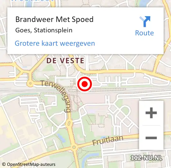 Locatie op kaart van de 112 melding: Brandweer Met Spoed Naar Goes, Stationsplein op 31 juli 2024 20:37