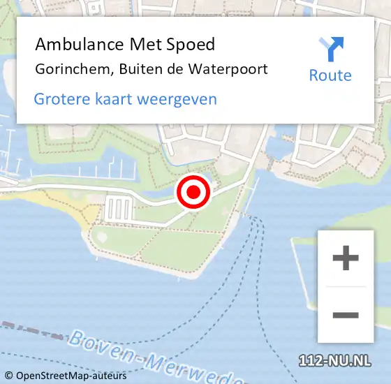 Locatie op kaart van de 112 melding: Ambulance Met Spoed Naar Gorinchem, Buiten de Waterpoort op 31 juli 2024 20:39