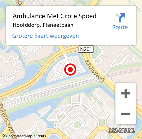 Locatie op kaart van de 112 melding: Ambulance Met Grote Spoed Naar Hoofddorp, Planeetbaan op 31 juli 2024 20:54