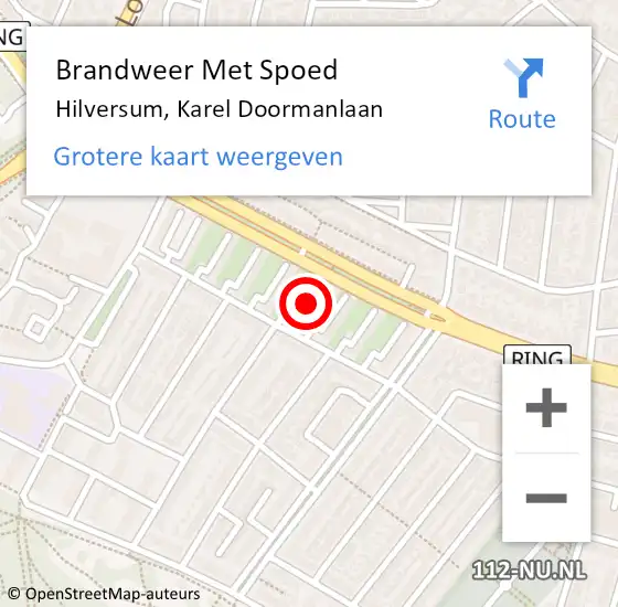 Locatie op kaart van de 112 melding: Brandweer Met Spoed Naar Hilversum, Karel Doormanlaan op 31 juli 2024 21:07