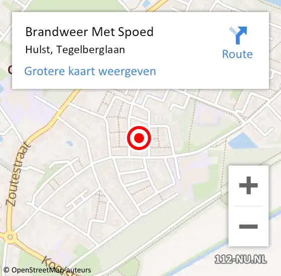 Locatie op kaart van de 112 melding: Brandweer Met Spoed Naar Hulst, Tegelberglaan op 31 juli 2024 21:24