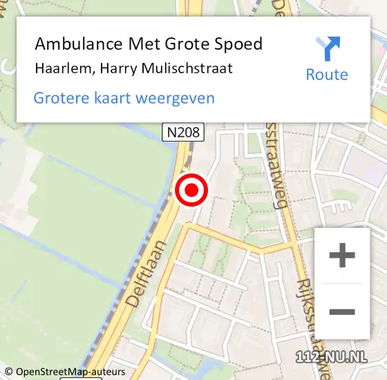 Locatie op kaart van de 112 melding: Ambulance Met Grote Spoed Naar Haarlem, Harry Mulischstraat op 31 juli 2024 21:25