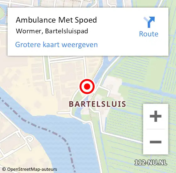 Locatie op kaart van de 112 melding: Ambulance Met Spoed Naar Wormer, Bartelsluispad op 31 juli 2024 21:29