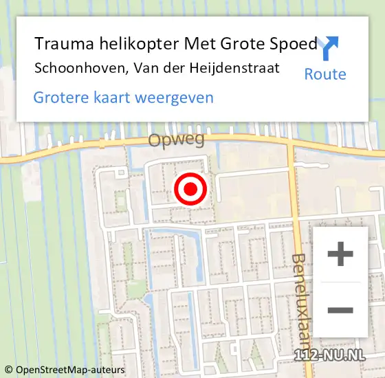 Locatie op kaart van de 112 melding: Trauma helikopter Met Grote Spoed Naar Schoonhoven, Van der Heijdenstraat op 31 juli 2024 21:46