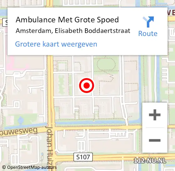 Locatie op kaart van de 112 melding: Ambulance Met Grote Spoed Naar Amsterdam, Elisabeth Boddaertstraat op 31 juli 2024 21:49