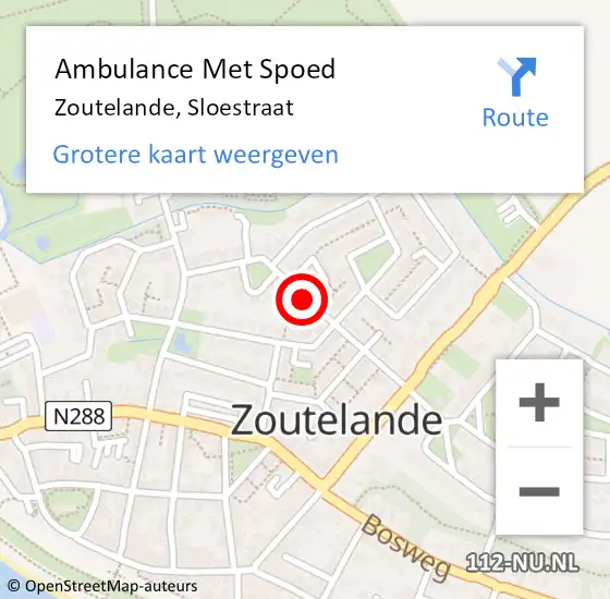 Locatie op kaart van de 112 melding: Ambulance Met Spoed Naar Zoutelande, Sloestraat op 14 oktober 2014 23:11