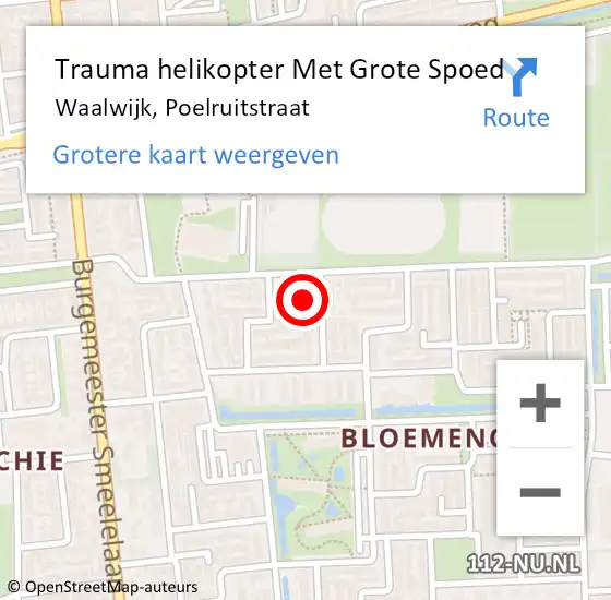 Locatie op kaart van de 112 melding: Trauma helikopter Met Grote Spoed Naar Waalwijk, Poelruitstraat op 31 juli 2024 22:03