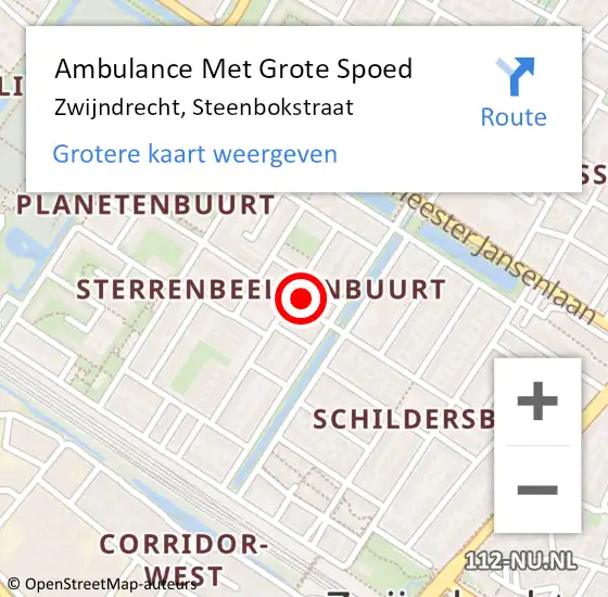 Locatie op kaart van de 112 melding: Ambulance Met Grote Spoed Naar Zwijndrecht, Steenbokstraat op 31 juli 2024 22:07