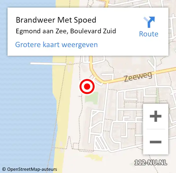 Locatie op kaart van de 112 melding: Brandweer Met Spoed Naar Egmond aan Zee, Boulevard Zuid op 31 juli 2024 22:09