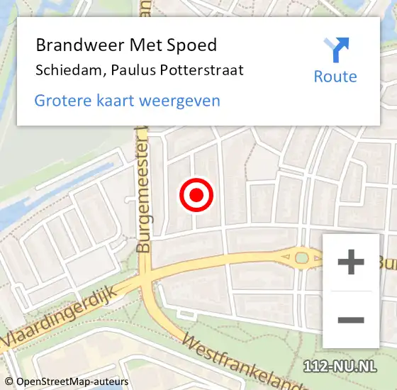 Locatie op kaart van de 112 melding: Brandweer Met Spoed Naar Schiedam, Paulus Potterstraat op 31 juli 2024 22:11