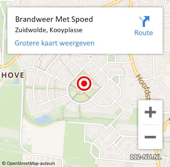 Locatie op kaart van de 112 melding: Brandweer Met Spoed Naar Zuidwolde, Kooyplasse op 31 juli 2024 22:15