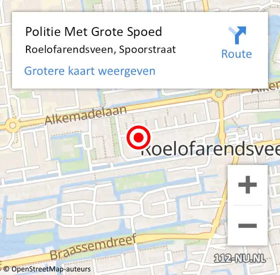 Locatie op kaart van de 112 melding: Politie Met Grote Spoed Naar Roelofarendsveen, Spoorstraat op 31 juli 2024 22:30