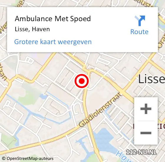 Locatie op kaart van de 112 melding: Ambulance Met Spoed Naar Lisse, Haven op 31 juli 2024 22:50