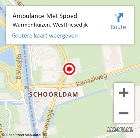 Locatie op kaart van de 112 melding: Ambulance Met Spoed Naar Warmenhuizen, Westfriesedijk op 31 juli 2024 23:09