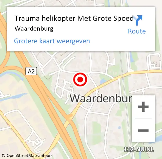 Locatie op kaart van de 112 melding: Trauma helikopter Met Grote Spoed Naar Waardenburg op 31 juli 2024 23:13