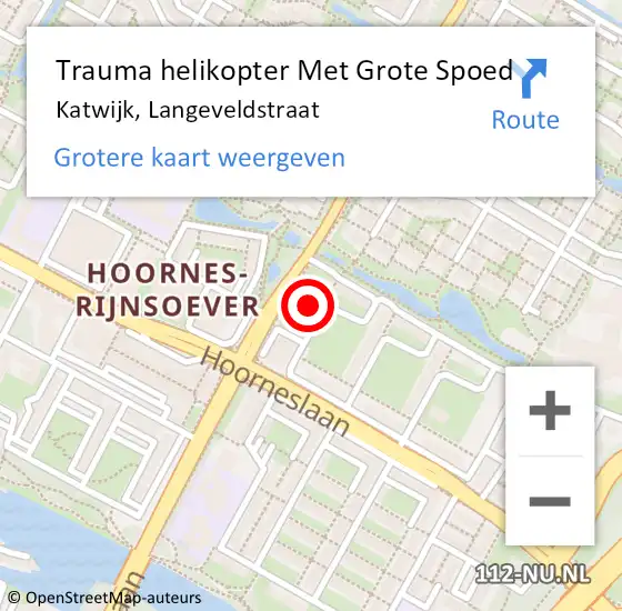 Locatie op kaart van de 112 melding: Trauma helikopter Met Grote Spoed Naar Katwijk, Langeveldstraat op 31 juli 2024 23:18