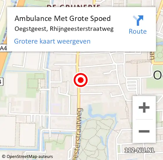 Locatie op kaart van de 112 melding: Ambulance Met Grote Spoed Naar Oegstgeest, Rhijngeesterstraatweg op 31 juli 2024 23:25